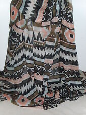 BNWT-Black/Brown/Grey/Pink Aztec Design Long Soft Shawl Scarf-180cm x 80cm