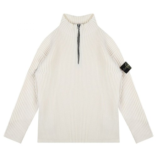 Stone Island Patch Maglia Mezza Zip Bianco 60531866