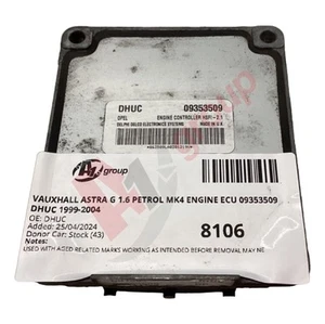 VAUXHALL ASTRA G 1.6 PETROL MK4 ENGINE ECU 09353509 DHUC 1999-2004 DHUC - Picture 1 of 12