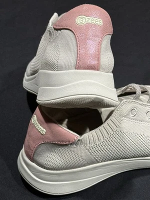 Zapatillas deportivas sin cordones Bzees Golden Knit talla 8M para mujer gris claro/rosa  Foto 1 de 4