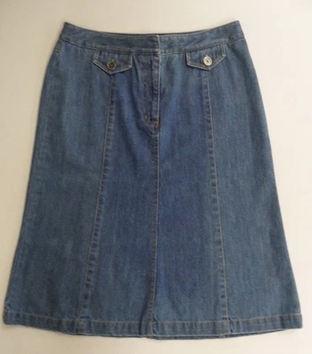 TALBOTS A-Line JEAN SKIRT 100% Cotton Denim Dark Blue 25.5"L Women's Size 8 EUC! - Image 1 of 4