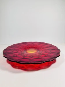 "Tiara Indiana de colección con patas de vidrio 13,5"" plato de pastel constelación rojo ámbar leer" - Imagen 1 de 11