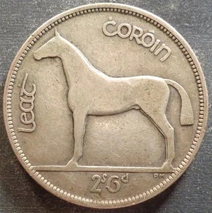 Irlanda - Arpa e cavallo, argento due scellini sei pence, 1928, tonica - Foto 1 di 2