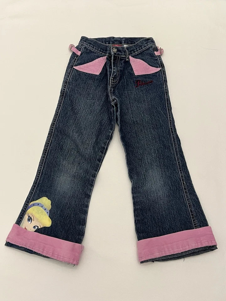 迪士尼灰姑娘公主女孩蓝色牛仔裤/裤子/底部/万圣节服装 6 码 — 第 1/4 张图片