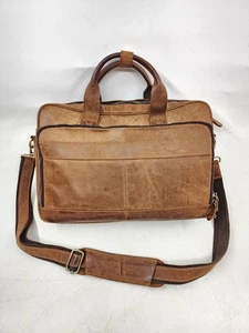 Jack&Chris braune Aktentasche aus Leder im Used-Look Business Reise Laptop Messenger - Bild 1 von 19