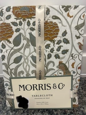 MORRIS & Co Seasons By May Floral Birds 60 x 120 Cotton Tablecloth New - Image 1 of 4