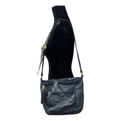 Винтажная черная сумочка через плечо из травленой кожи St. John's Bay - Изображение 1 из 4