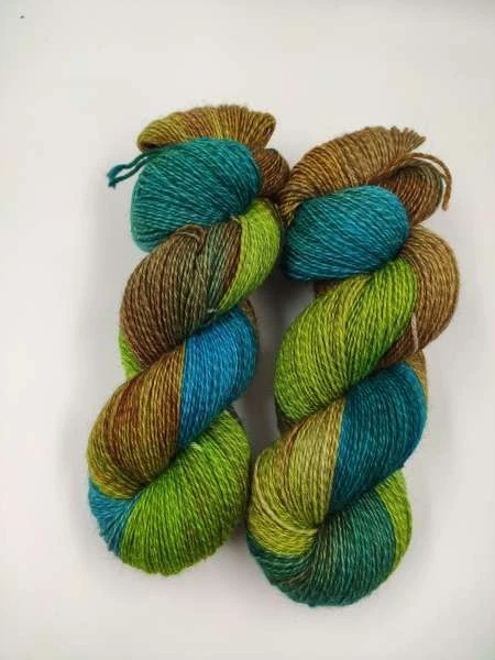 handgefärbte Diamond Sockenwolle 100 g - TÜRKISGRÜNES BRAUN 244 - Bild 1 von 1