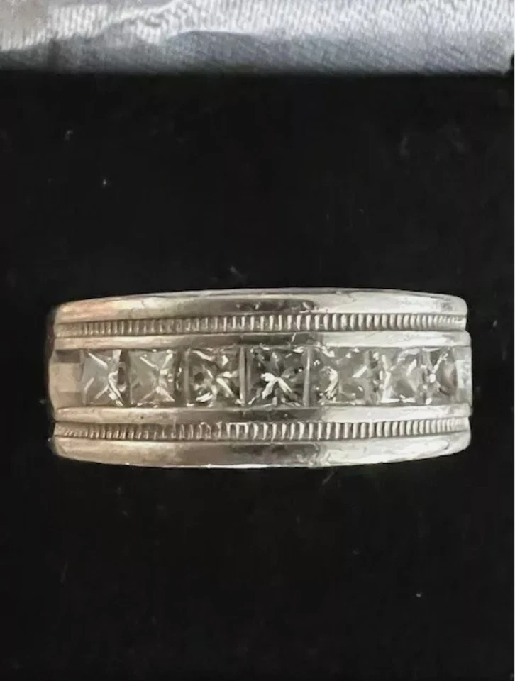 Anillo de boda Kenneth David de platino real 12,29 gramos 1,20 quilates con diamantes para hombre Foto 1 de 1