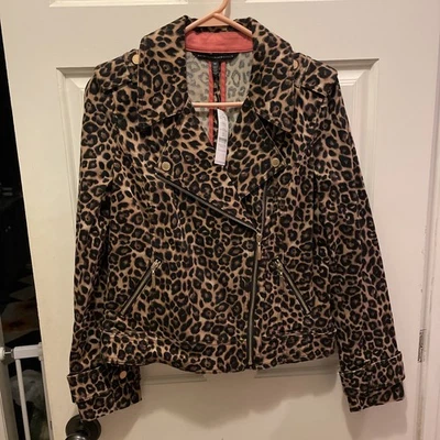 White House Black Market Size 10 NWT Leopard Moto Jacket - Image 1 of 4