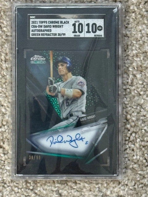 2021 Topps Chrome Black DAVID WRIGHT SIGNED Green Refractor 38/99 SGC GEM 10 10 - Image 1 of 2