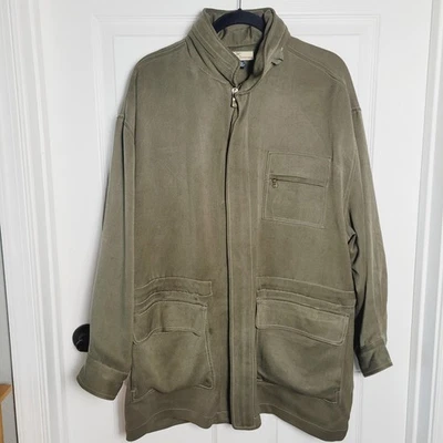 Chaqueta Tommy Bahama Para Hombre Grande Verde Seda Con Capucha Anorak Viaje Campo Utilidad Foto 1 de 4