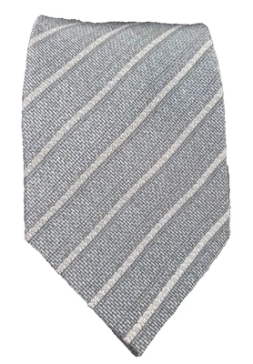 Van Heusen 男式领带黑色灰色条纹经典聚酯纤维韩国制造 — 第 1/4 张图片