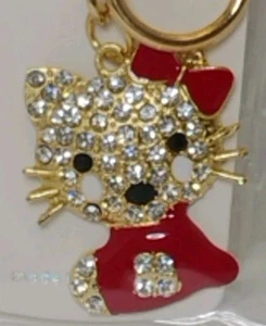 Hello Kitty Portachiavi Borsa Charm Rosso e Oro con Strass - Foto 1 di 6