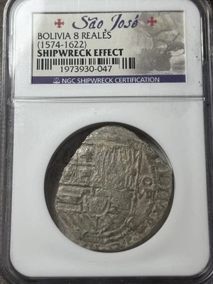 1574-1622 Bolivia 8R  Sao Jose Shipwreck 8 Reales Recovery NGC Certified - Image 1 of 3
