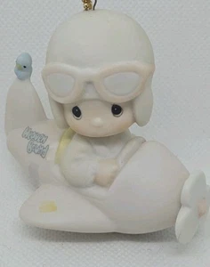 Precious Moments Figurine 1984 Have A Heavenly Journey Airplane Boy ORNAMENT   - Picture 1 of 4