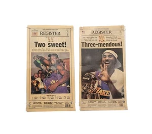 2001-02 Los Angeles Lakers Final Kobe Bryant & Shaquille O'Neal periódico - Imagen 1 de 10