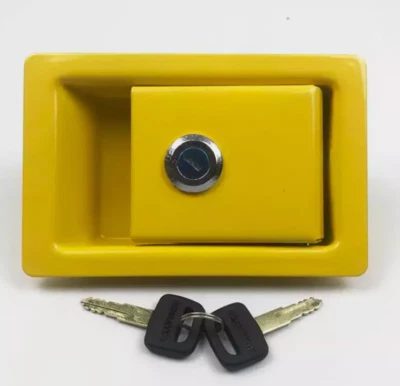 Yellow Side Door Lock FitFor Komatsu PC100 120 200 300 360-6-7-8 excavator - Image 1 of 3