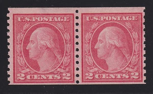 US 454 2c Washington Mint Coil Pair w/ PF Cert F-VF OG NH SCV $360 - Picture 1 of 3