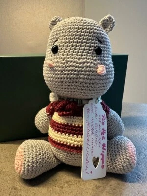 Amigurumi Gehäkelt Handarbeit Stofftier Kuscheltier Nilpferd Hippo - Bild 1 von 2