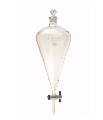 Chemglass Glass 4000mL 4L Squibb Separatory Funnel 10mm PTFE Stopcock CG-1742-09 - Image 1 of 3