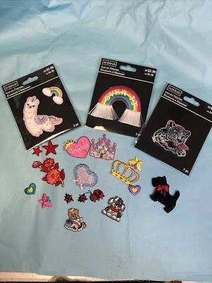 20 PCs Iron On Embroidery Patches, Princess,lady Bugs,Scotty, Tiger,hearts More - Image 1 of 4