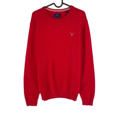 Gant Rouge Pull En Laine 100% À Col Rond Taille M - Photo 1/4