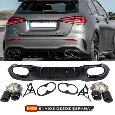 Difusor escapes para Mercedes Clase A W177 Hatchback con pack AMG A45 look 2018+ - Imagen 1 de 4