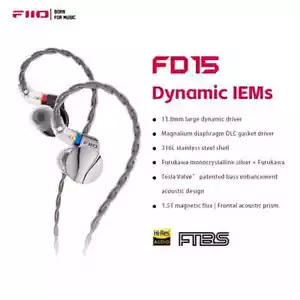 Auriculares internos FiiO FD15 13,8 mm Magnalium DLC HiFi Dynamic Driver con manchas - Imagen 1 de 12