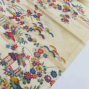 Minka House #B 14x61 LARGO Vintage Jacquard Kimono Japonés Tela de Seda RS37 - Imagen 1 de 7