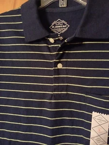 Polo manica corta St. John's Bay blu navy a righe gialle taglia S nuova - Foto 1 di 9