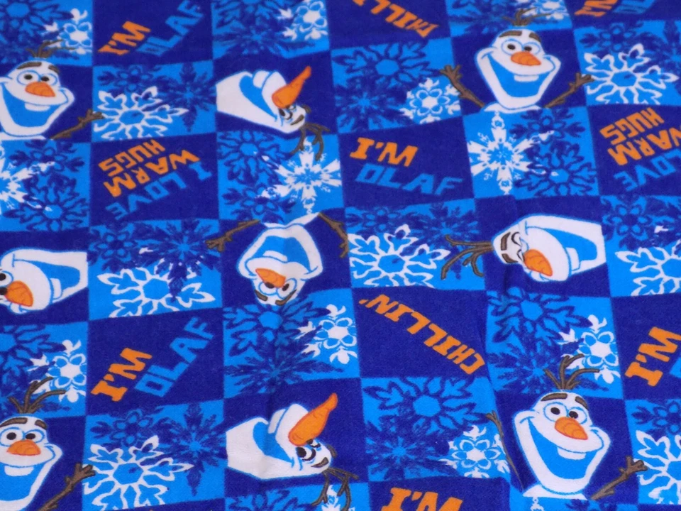 Disney Frozen I'm Olaf Blue Warm Hug Remnant Fabric Vintage 39x21" Lot Snowflake - Image 1 of 3