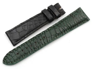 Sangle Remplacement Vrai Cuir Alligator Mod. Gmt Noir Et Vert Fabriqué En Italie - Imagen 1 de 4