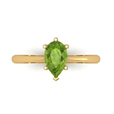 1 cttw Pear-Cut Natural Peridot Solitaire  Engagement Ring (14K Yellow Gold) - Image 1 of 4