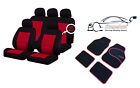Camden Red Lumbar Universal Car Seat Covers + Matching Carpet Mats For Peugeot