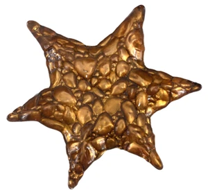 Star Glass Plate Starfish Bubbles 13" Dia. Gold Art Dish - Picture 1 of 7