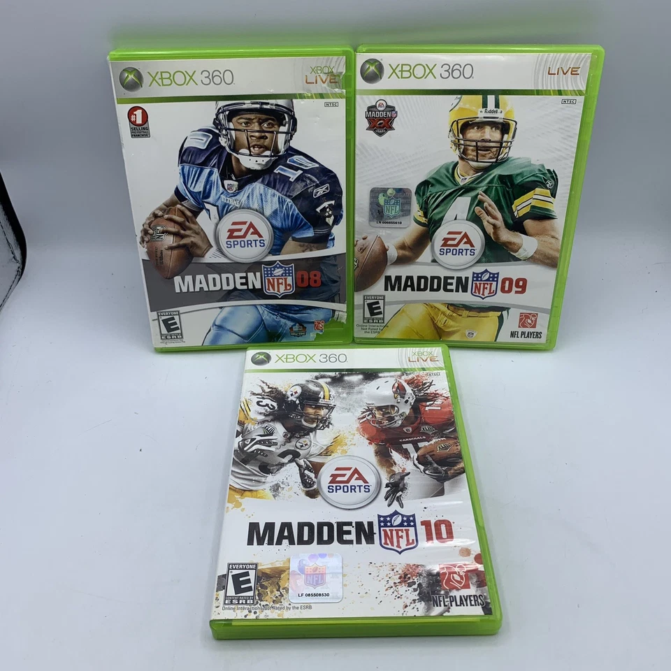 Madden NFL 08、09 和 10(微软 Xbox 360)游戏 3 件装 — 第 1/4 张图片
