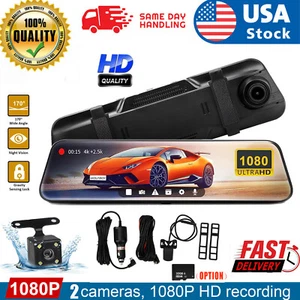 4K 10"Touch Screen Dash Cam Dual Car Rear View Mirror Camera WIFI Video Recorder - Picture 1 of 74