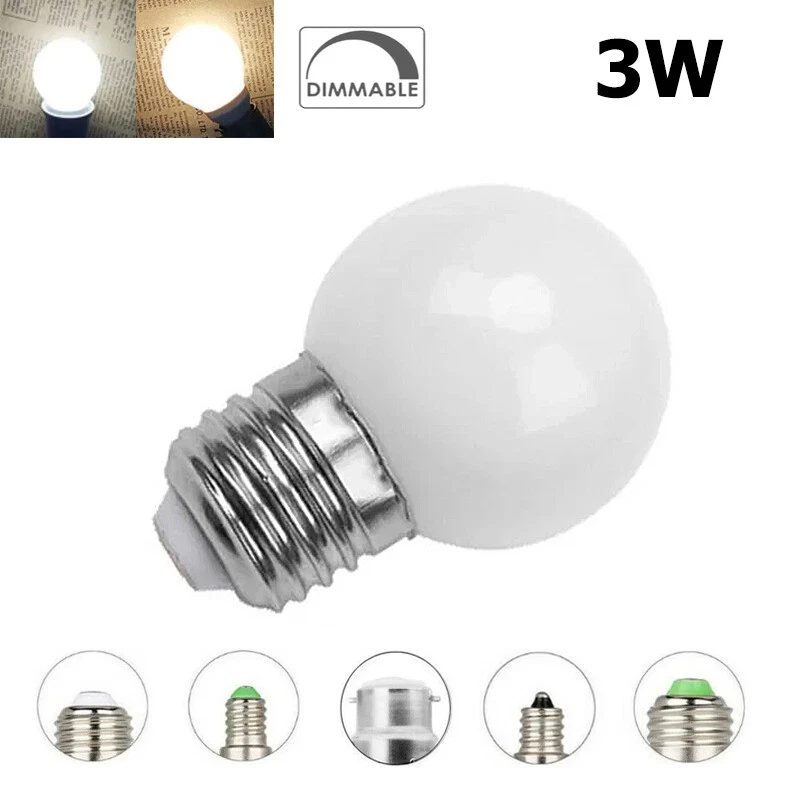 Dimmable 3W Globe Light Bulb E27 LED 220V E14 Cool Warm White Bulbs 360 Angle - Image 1 of 1