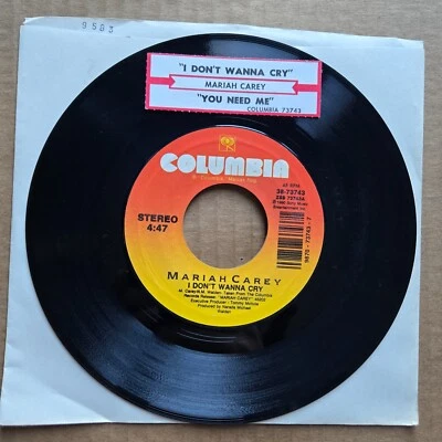 MARIAH CAREY I Don't Wanna Cry 45 7" POP Record Vinyl 1990 Columbia - Image 1 of 2