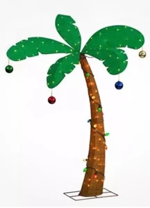 60” Christmas Palm Tree & Ornaments Light Up Yard Art Lighted Holiday Decor - Picture 1 of 2