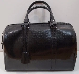 FENDI Ladies Designer Black Leather Logo Embossed Medium Size Bowling Tote Bag - Picture 1 of 8