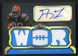 Parche de camiseta 2011 Topps Triple Threads Greg Little Auto/18 Cleveland Browns - Imagen 1 de 2