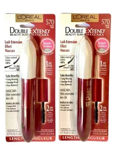 2 BLACK NOIR 570 L'Oreal Paris Double Extend Beauty Tubes Lash Extension Mascara - Picture 1 of 3