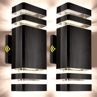 2 Pack Motion Sensor Outdoor Wall Light Fixture Up Down Porch Lights Modern US - Image 1 of 4