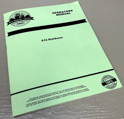 Manual del operador de servicio para topadora John Deere 612 se adapta a taller de reparación de orugas 1010 Foto 1 de 4