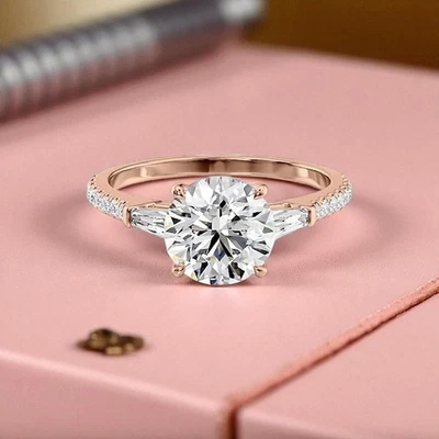 1.45 Ct Round Cut IGI Certified Lab Grown Diamond Wedding Ring 18K Rose Gold - Image 1 of 4