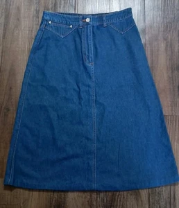 VTG Sun River Clothing Co Western Cowgirl Blue Denim Flare Skirt Size Med - Picture 1 of 4