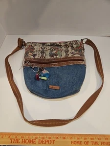 Sakroots The Sak Crossbody Purse Owl Theme Teal Brown Well Loved - Picture 1 of 18