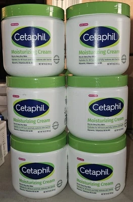6 X CETAPHIL MOISTURIZING CREAM VERY DRY SKIN SENSITIVE SKIN 16 OZ JAR TOTAL SIX - Image 1 of 2